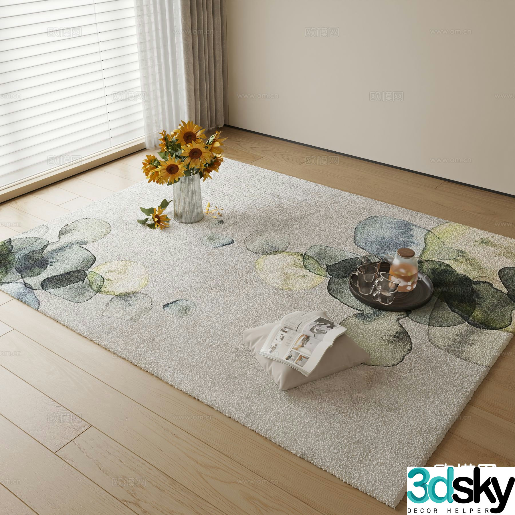 Modern abstract patterned carpet 3d model