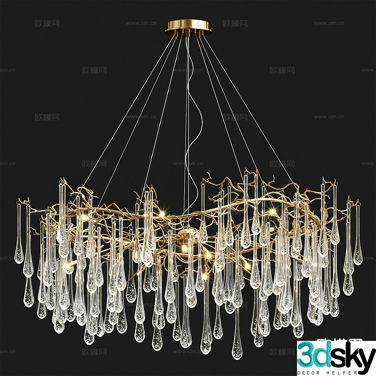 Light luxury crystal chandelier 3d model