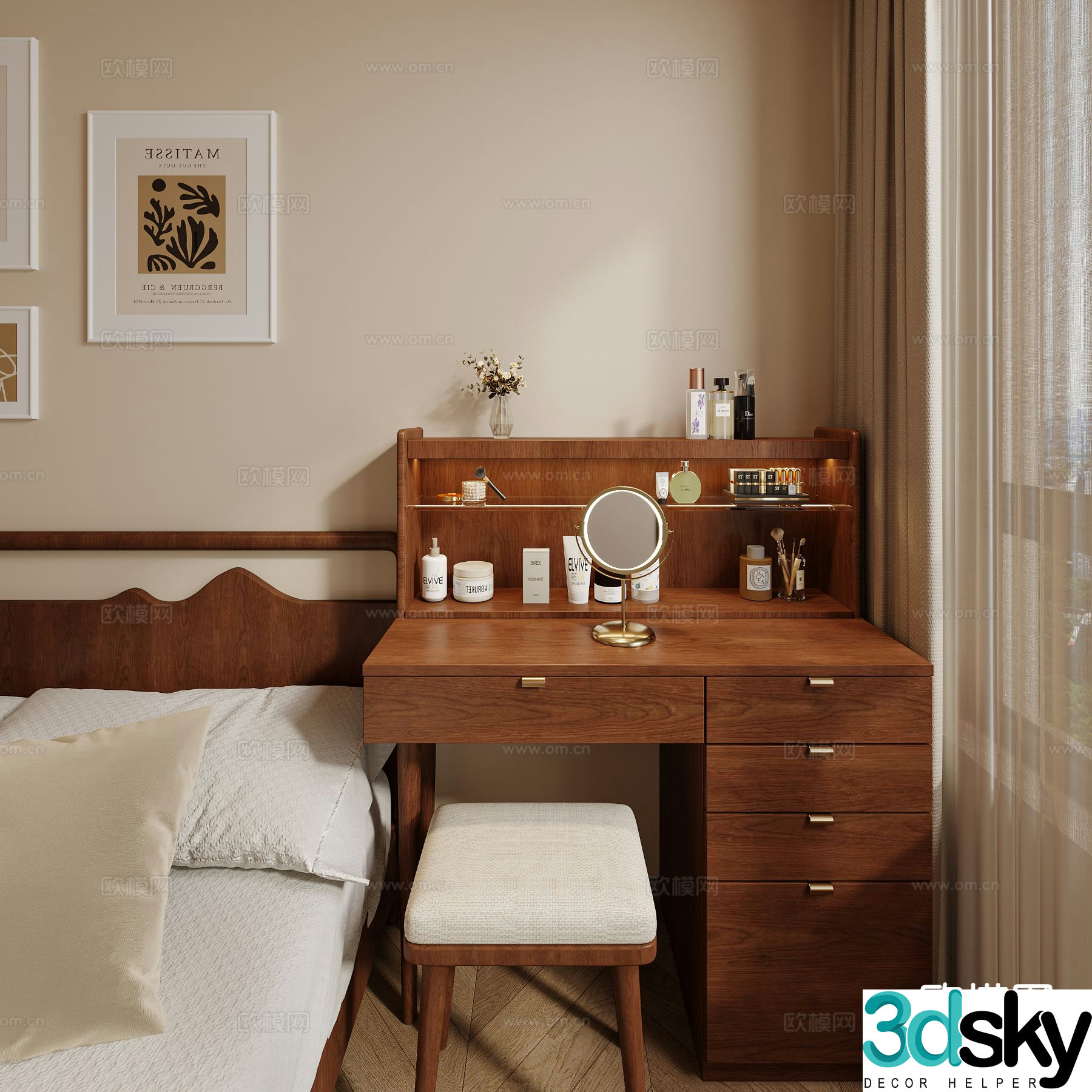 Medieval style dressing table 3d model