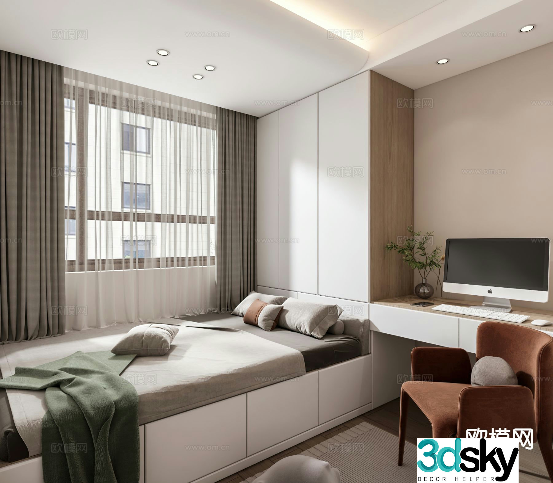 Modern tatami bedroom 3d model