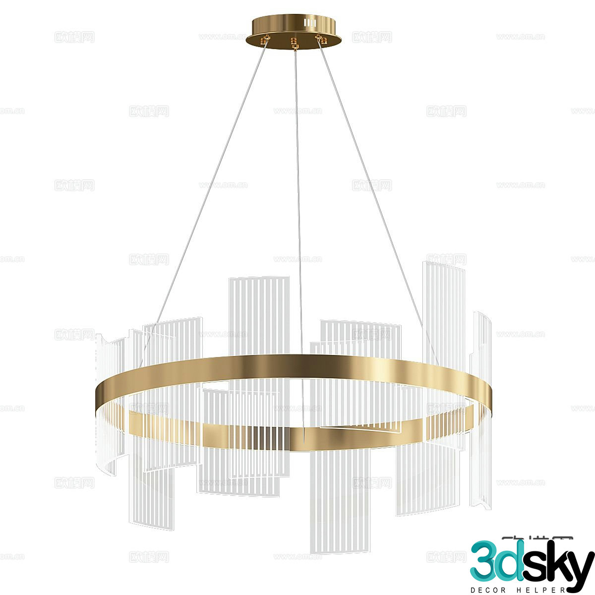 Light luxury chandelier ring chandelier 3d model