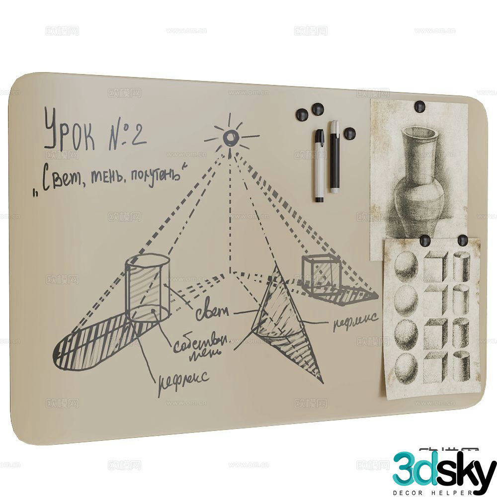 ASKELL blackboard whiteboard display board 3d model