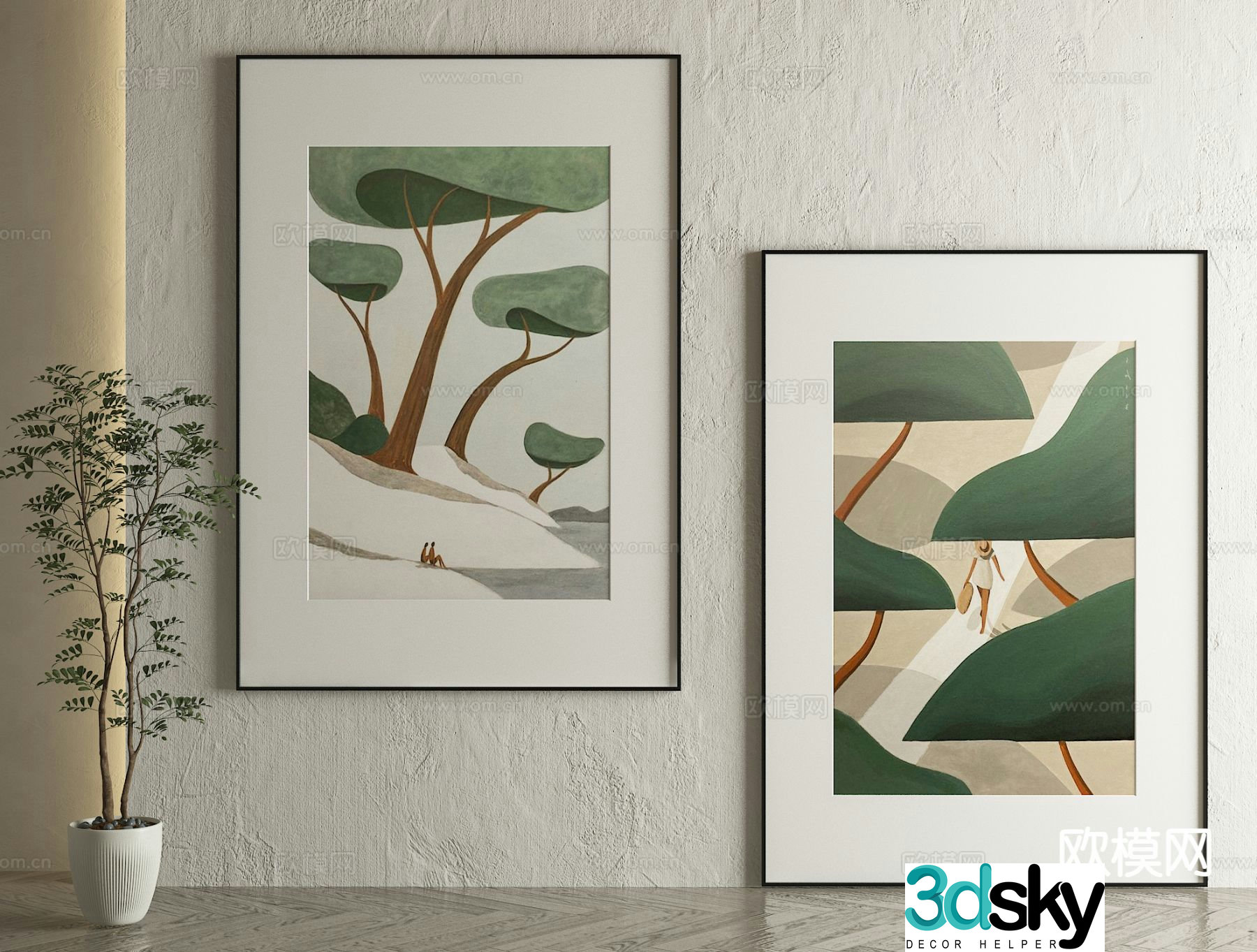 Nordic decorative painting abstract hanging painting 3d model