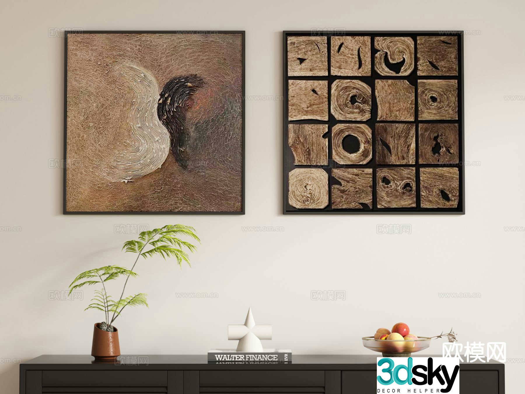 Medieval style hanging painting decorative painting 3d model