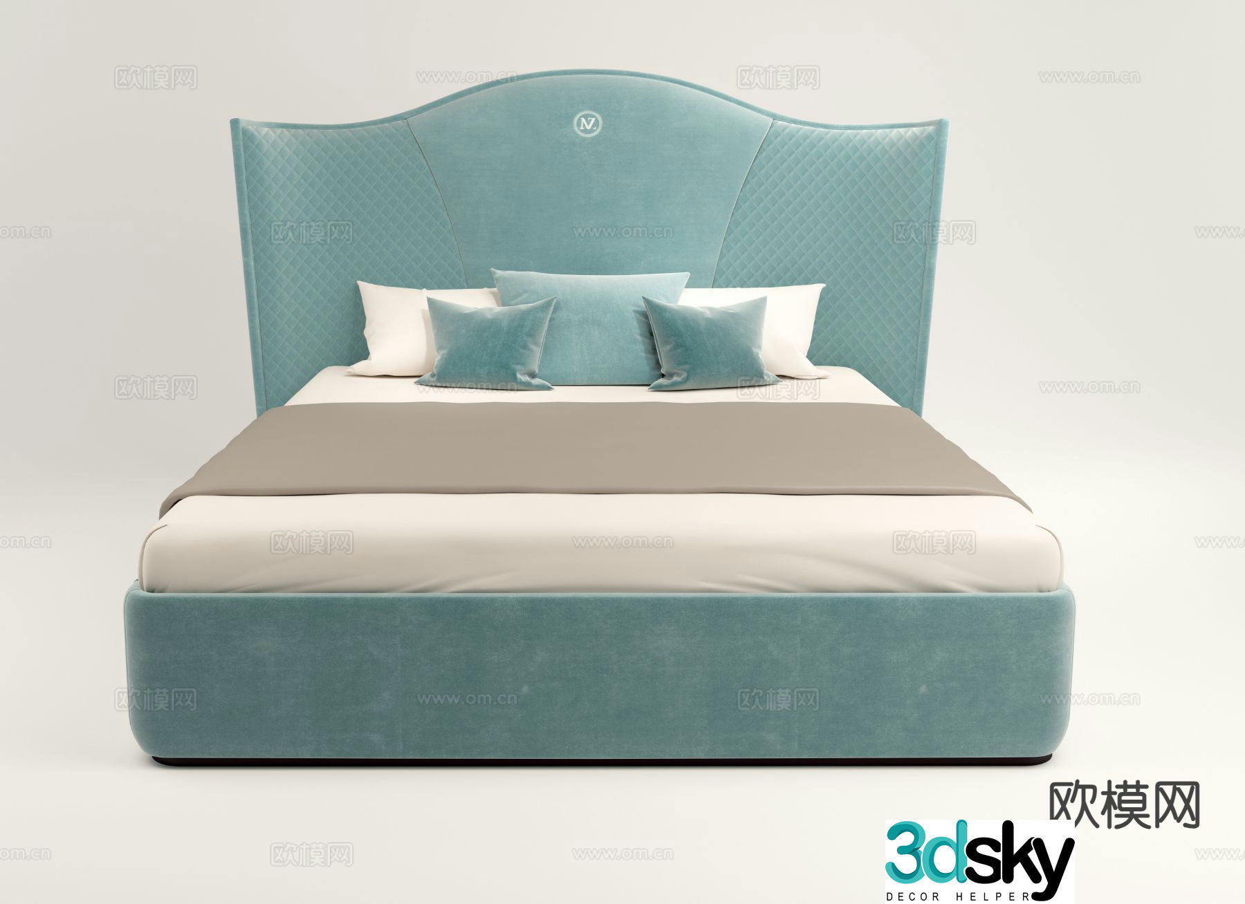 Light luxury double bed 3D model