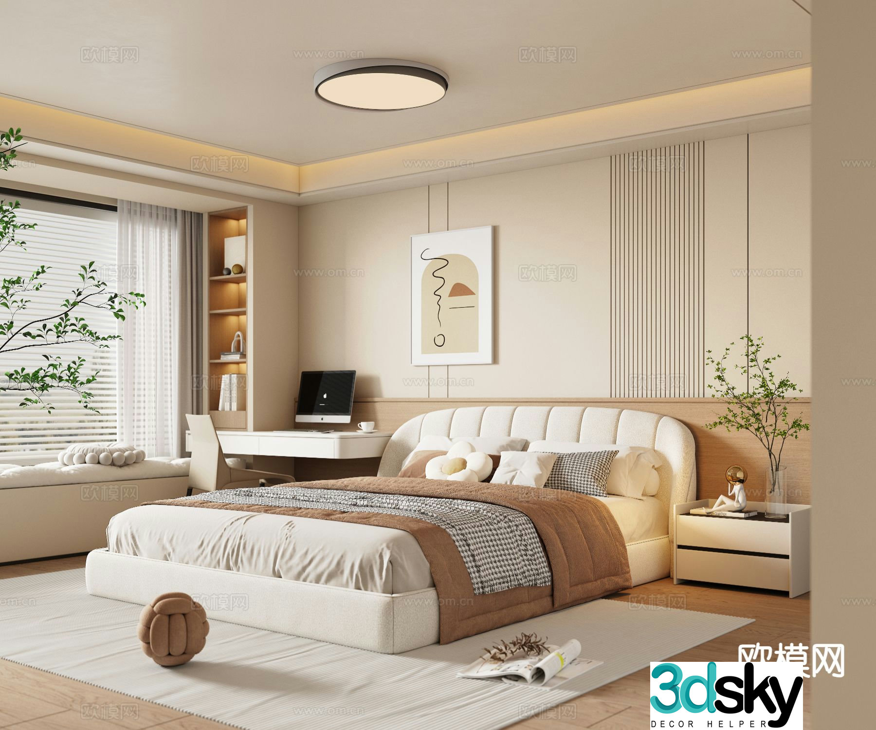 Cream style master bedroom bedroom 3d model