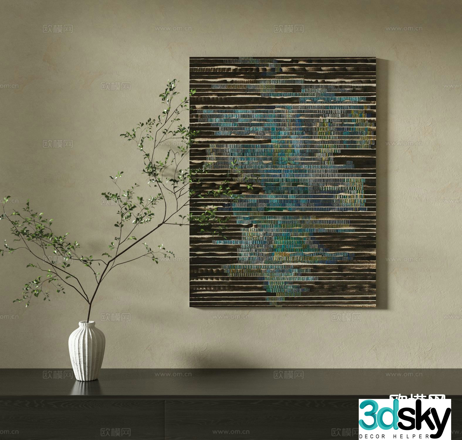 Wabi-sabi painting texture painting decorative painting hanging painting 3D model
