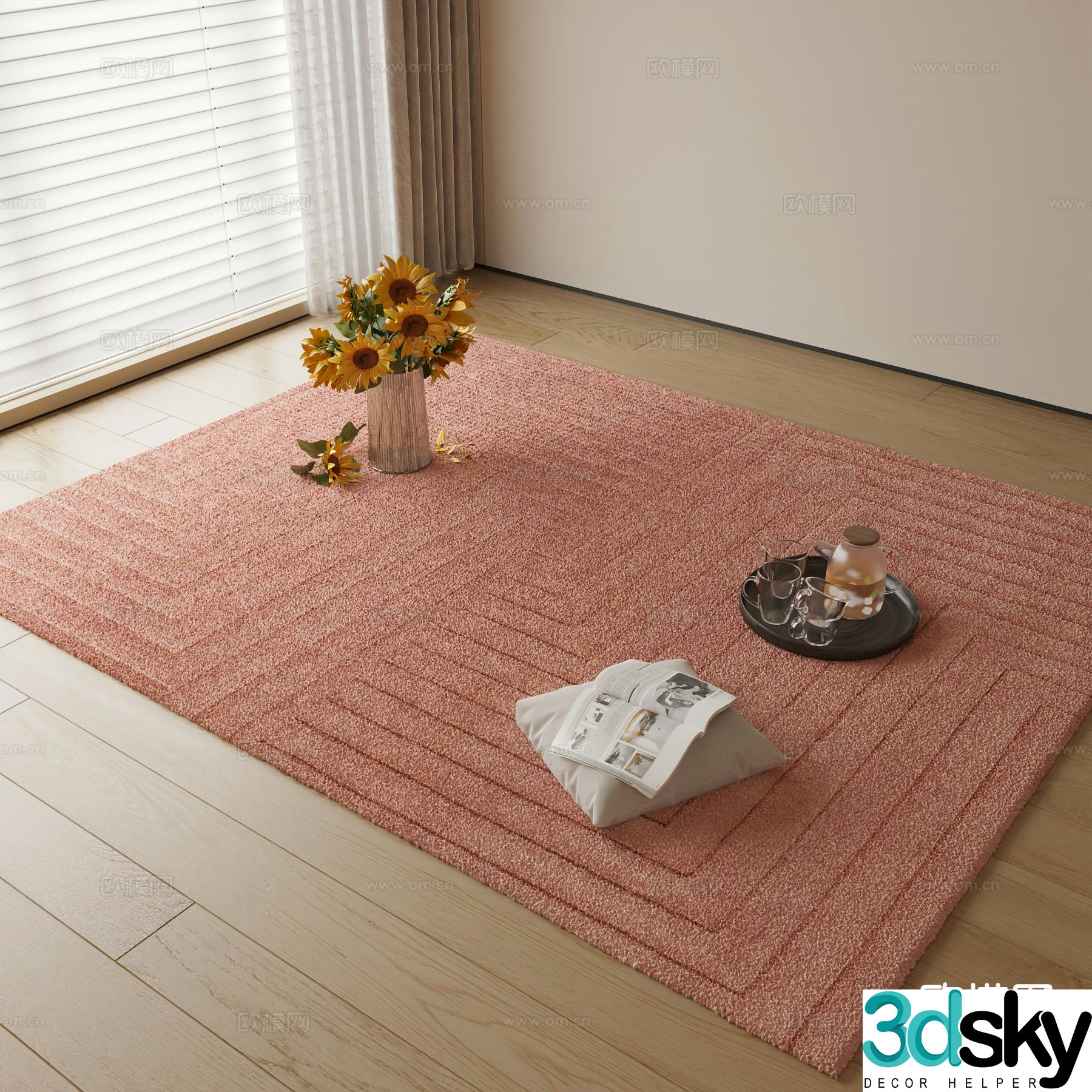 Modern red carpet 3d model