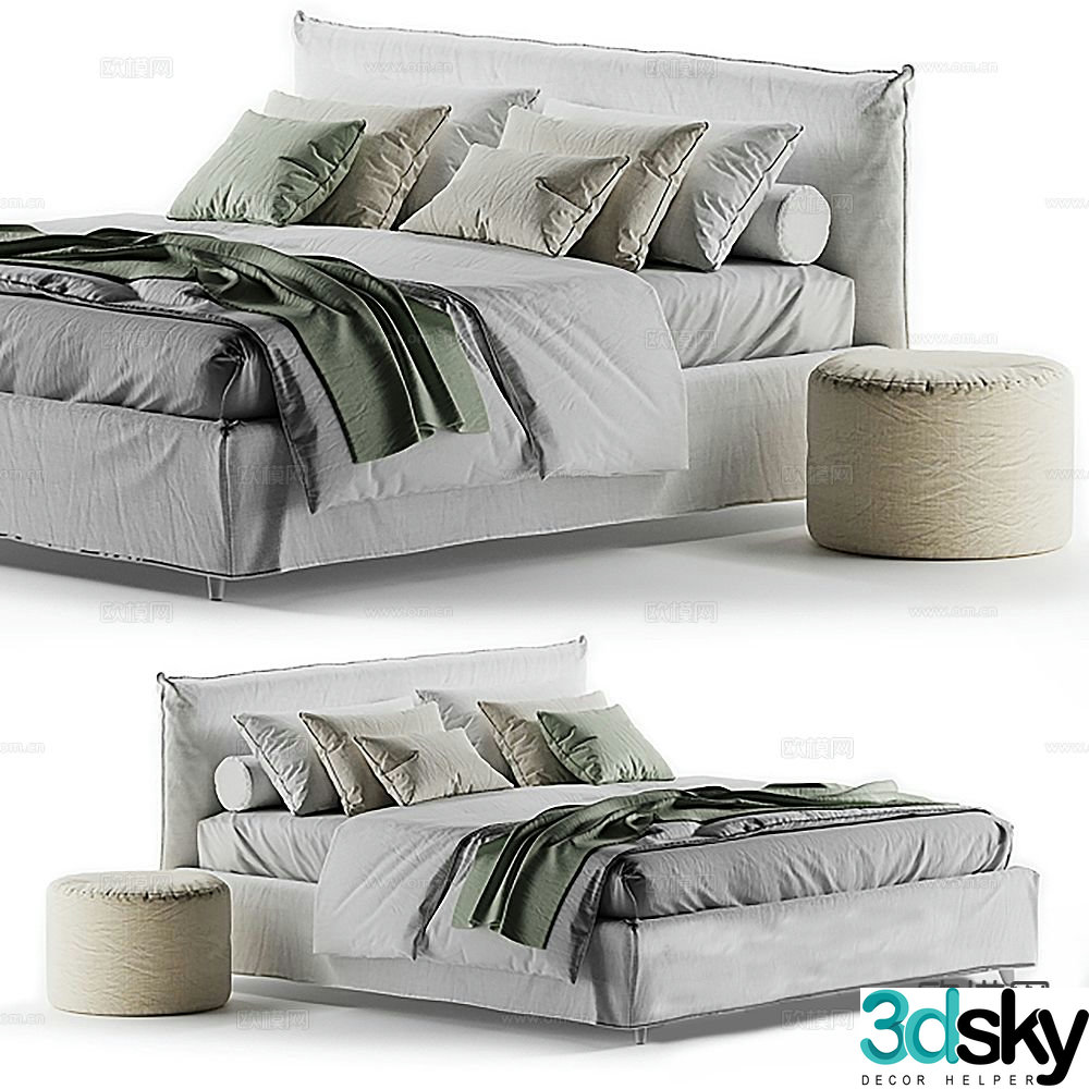 Modern double bed 3d model