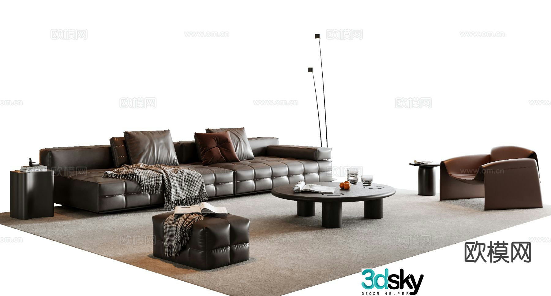 Italian sectional sofa 3d model