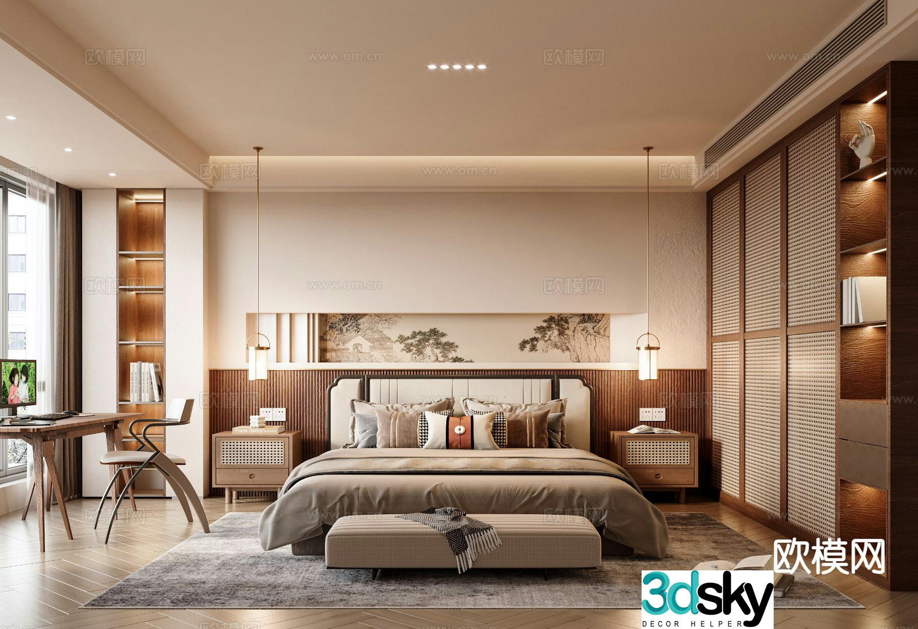 New Chinese style bedroom master bedroom 3d model