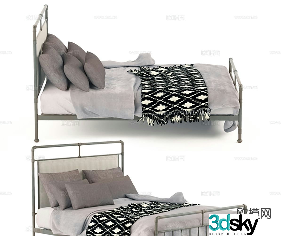 Modern double bed 3d model