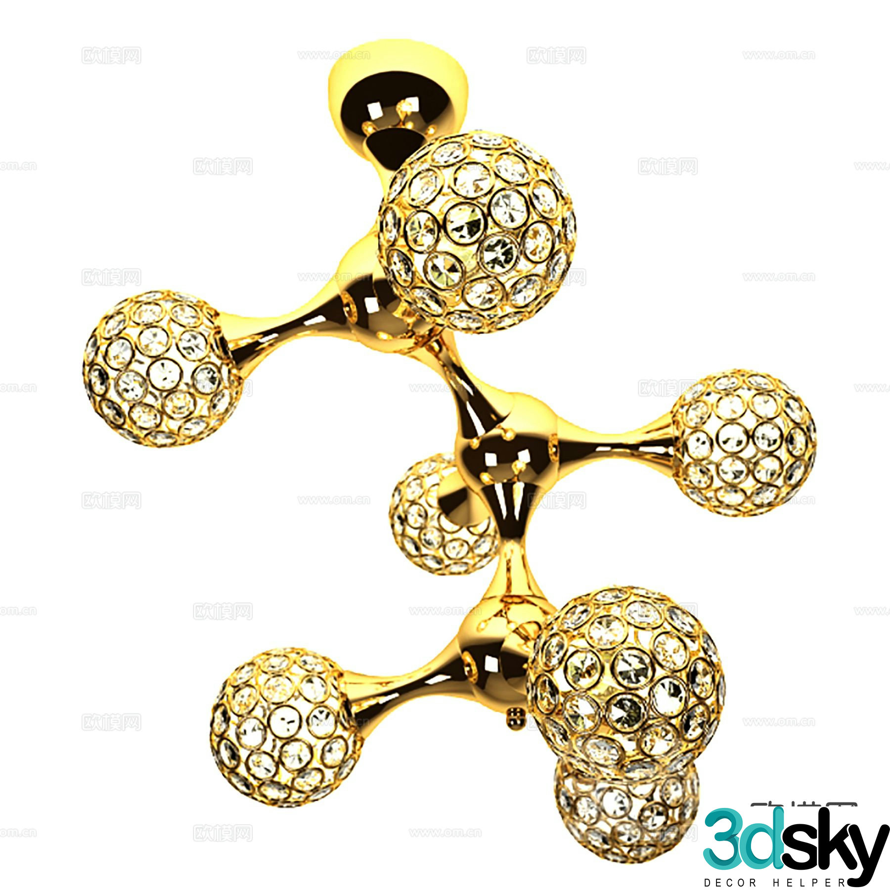 Modern multi-head chandelier cell chandelier 3d model