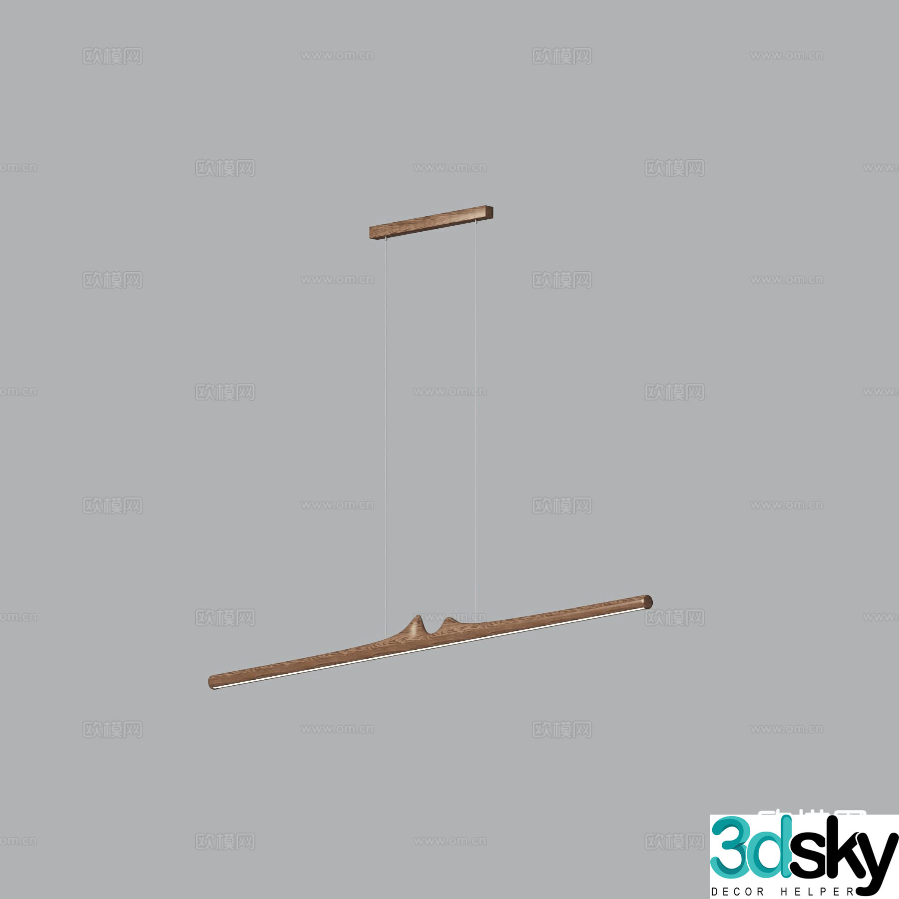 New Chinese style long chandelier 3d model