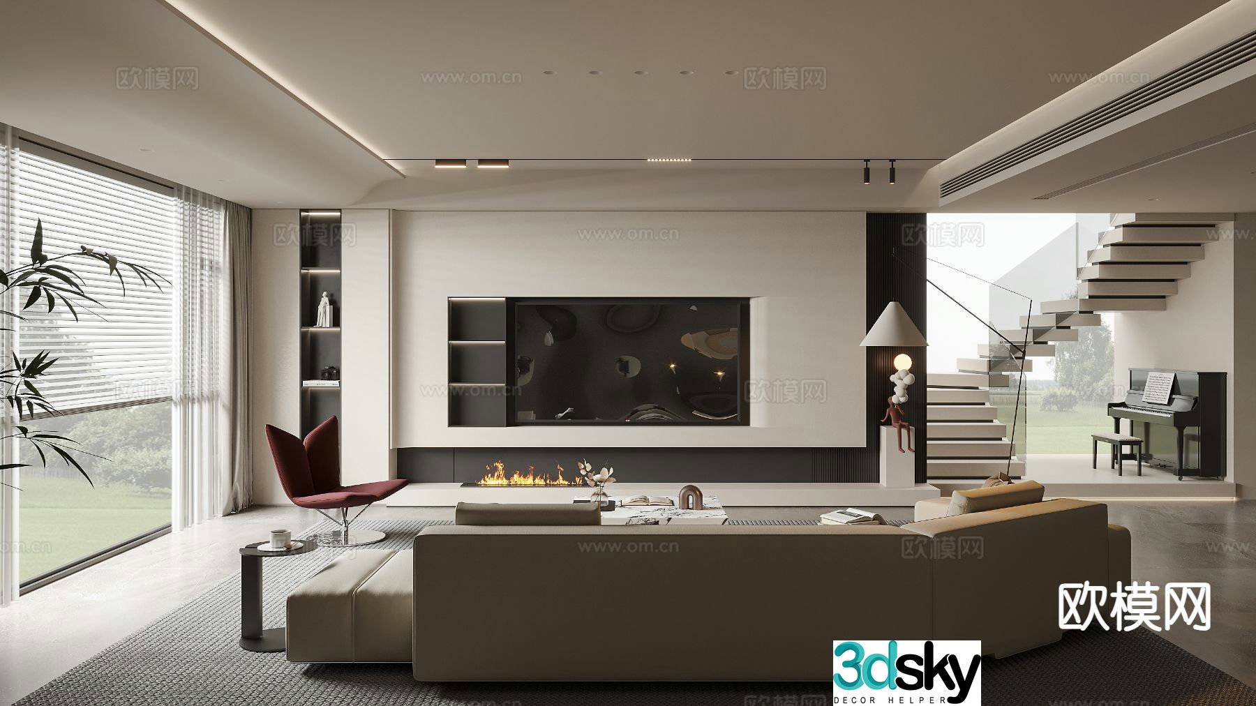 Modern living room 3d model