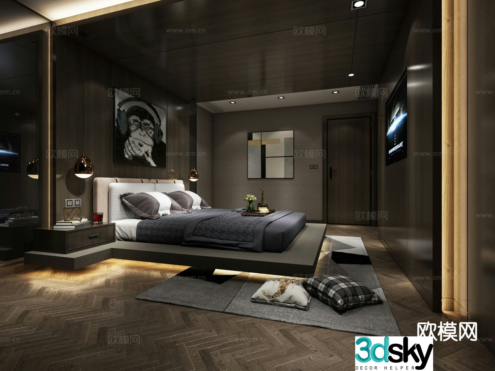 Modern bedroom master bedroom 3d model