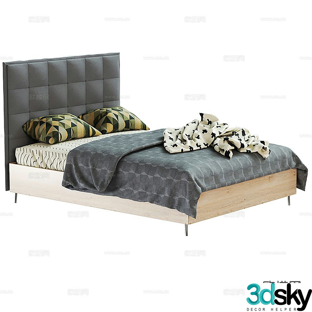 Modern double bed 3d model