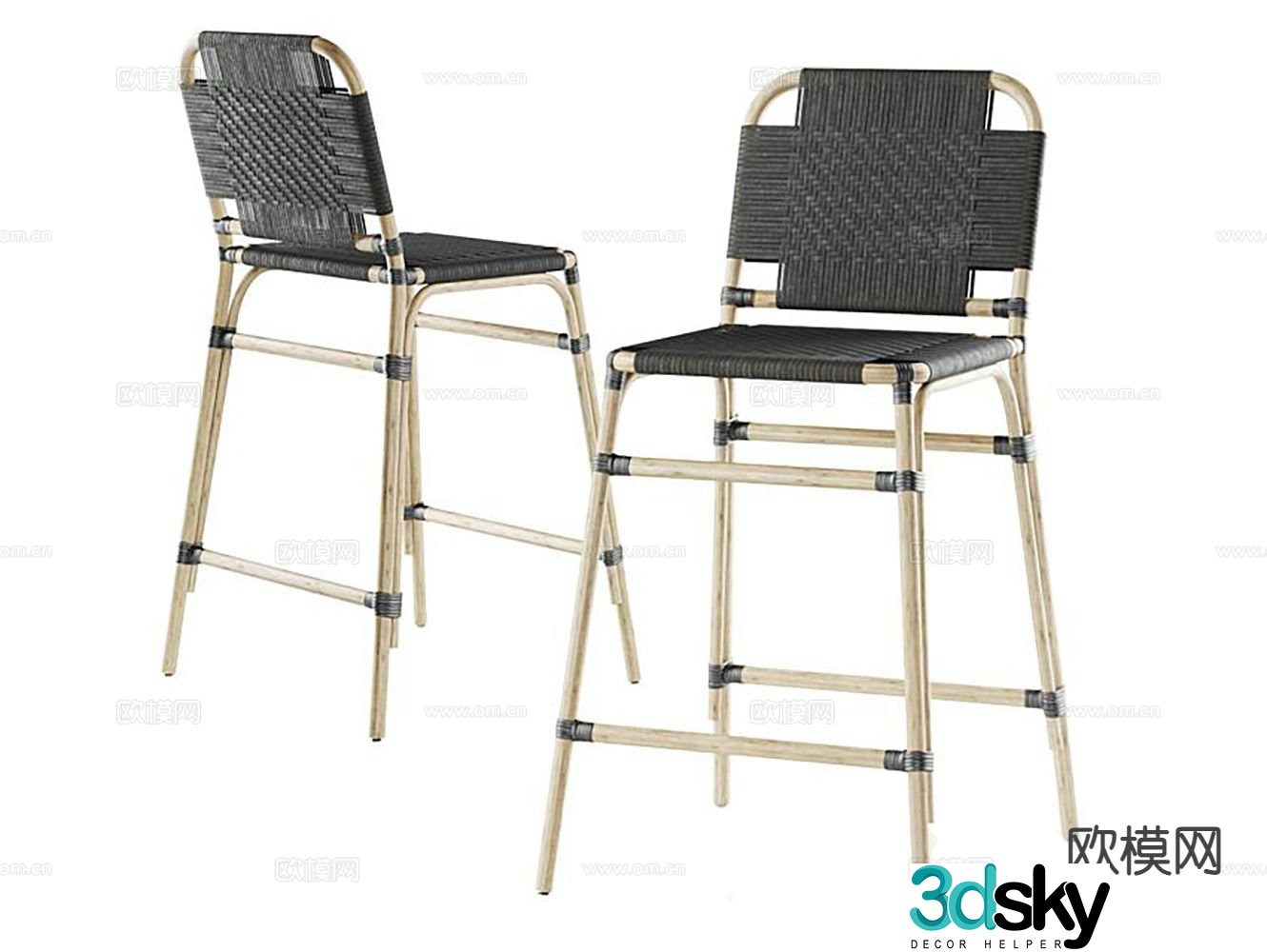 Nordic bar stool bar stool high stool 3d model