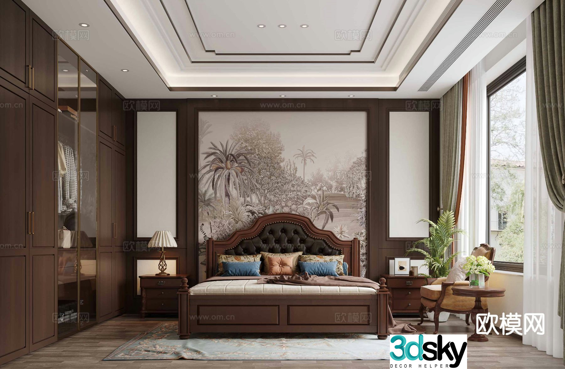 American style bedroom master bedroom 3d model