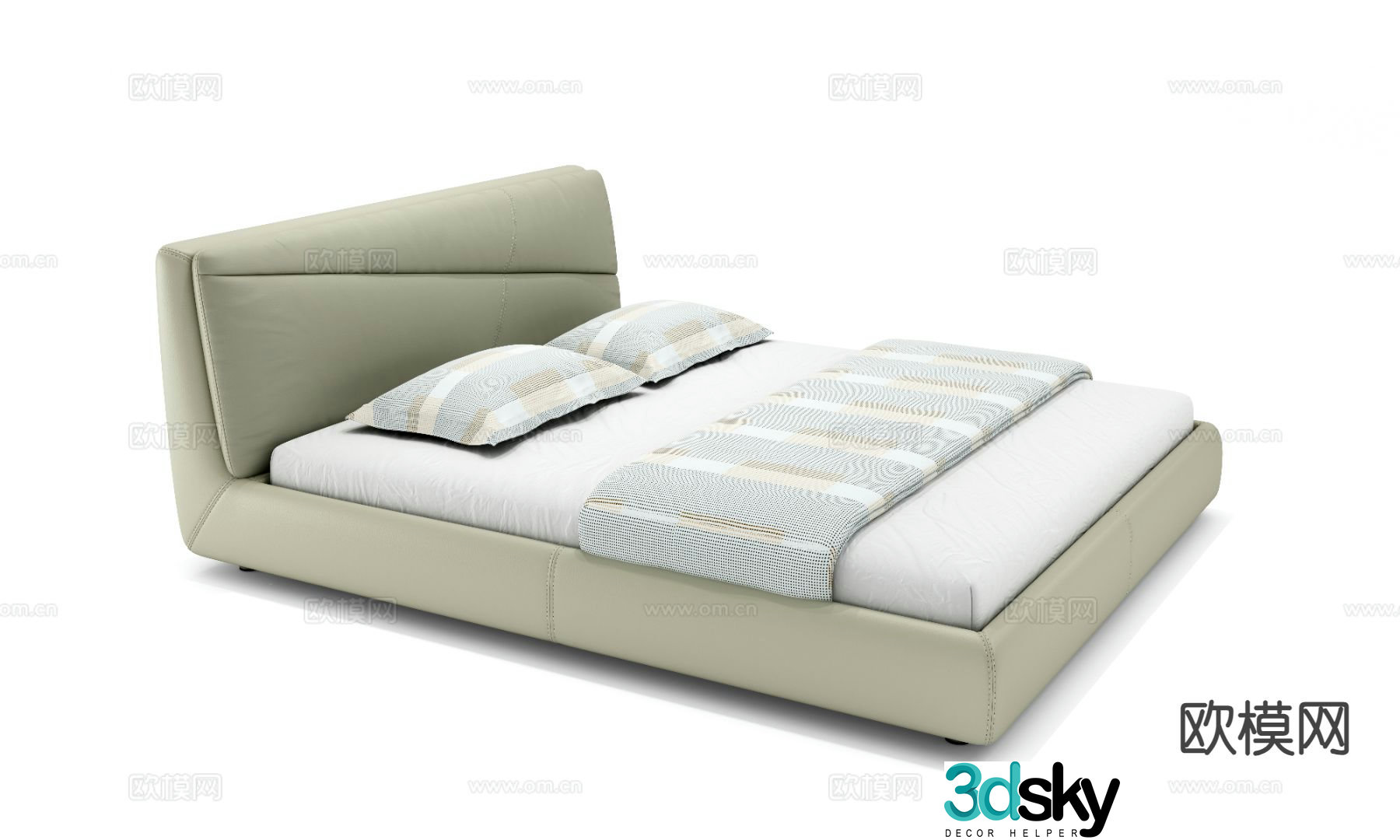Simple double bed 3d model