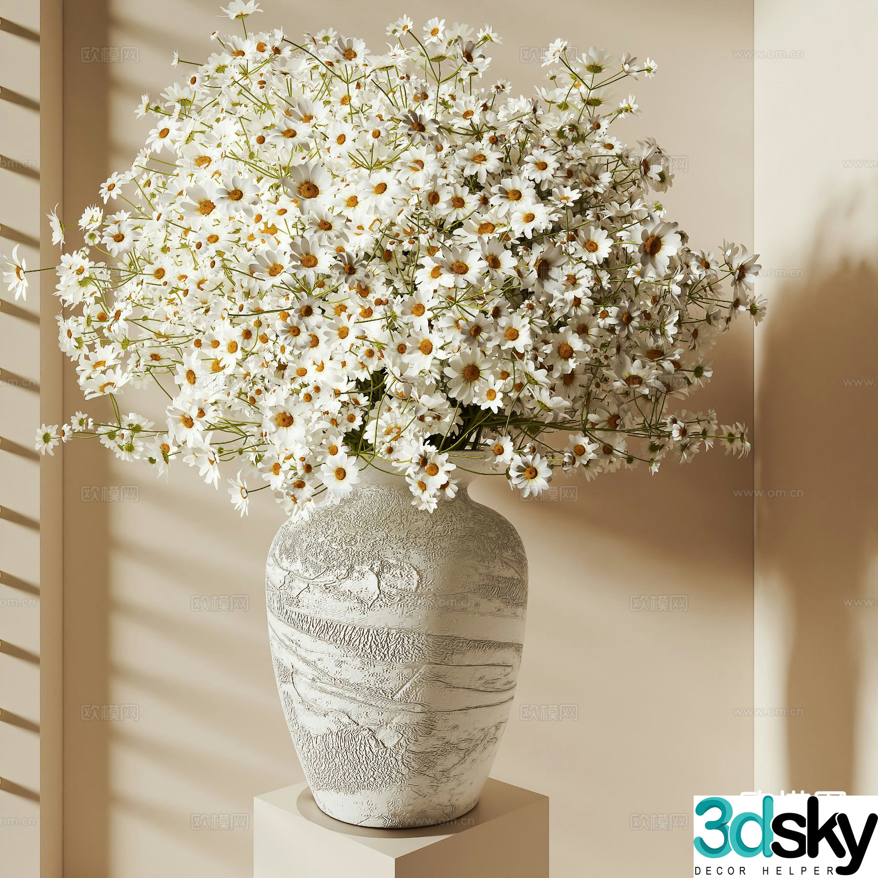 flower gypsophila vase 3d model