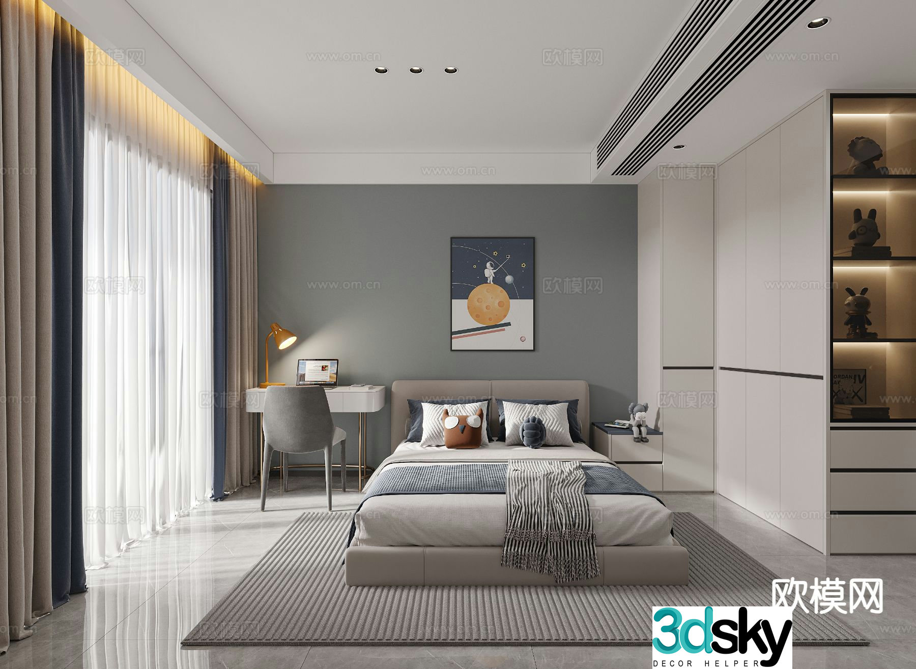 Modern bedroom boy’s room 3d model