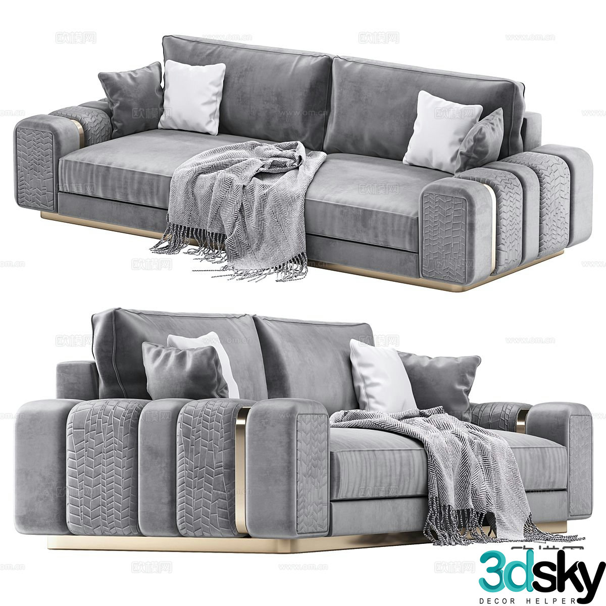 Italian light luxury double sofa 3D model