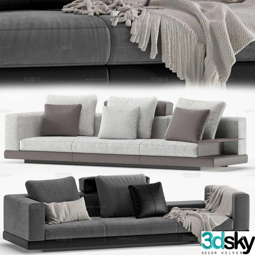 Modern three-seat sofa 3d model