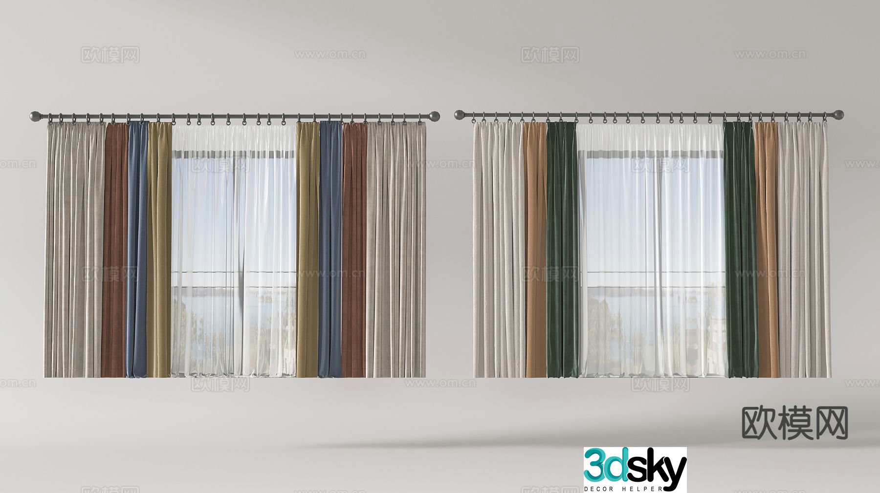 Modern curtains screens curtains gauze curtains curtains 3d model