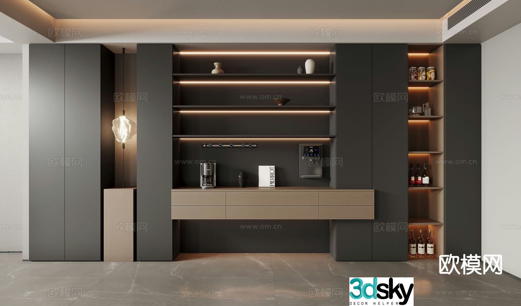 Modern wine cabinet sideboard 3d model