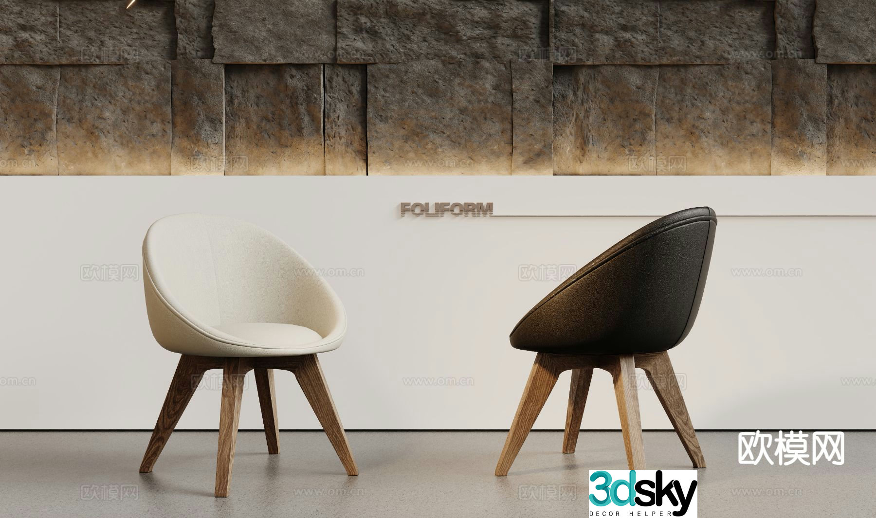 Italian style chair leisure chair 3d model