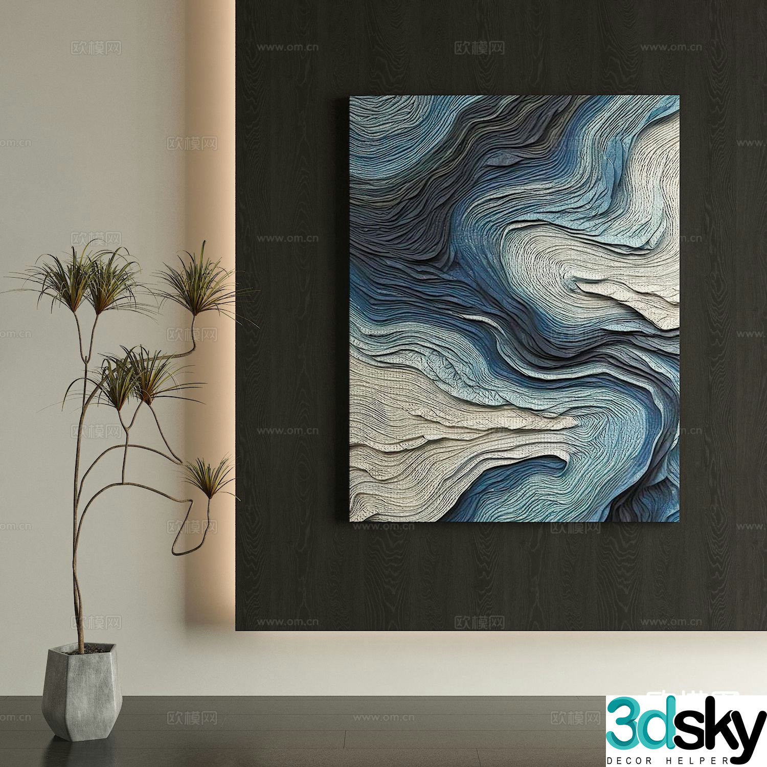 Wabi-sabi painting texture painting decorative painting hanging painting 3D model