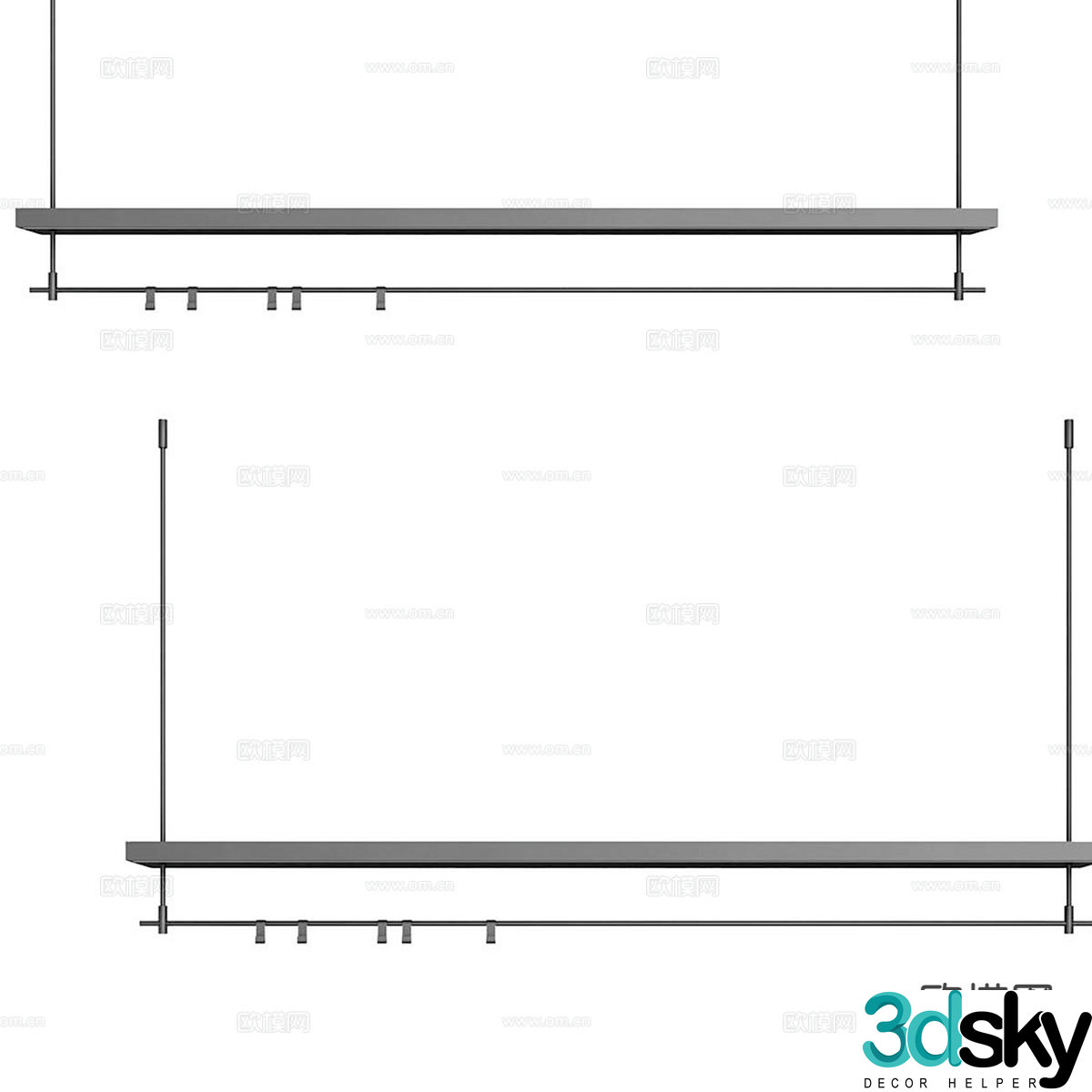 Modern long chandelier 3d model