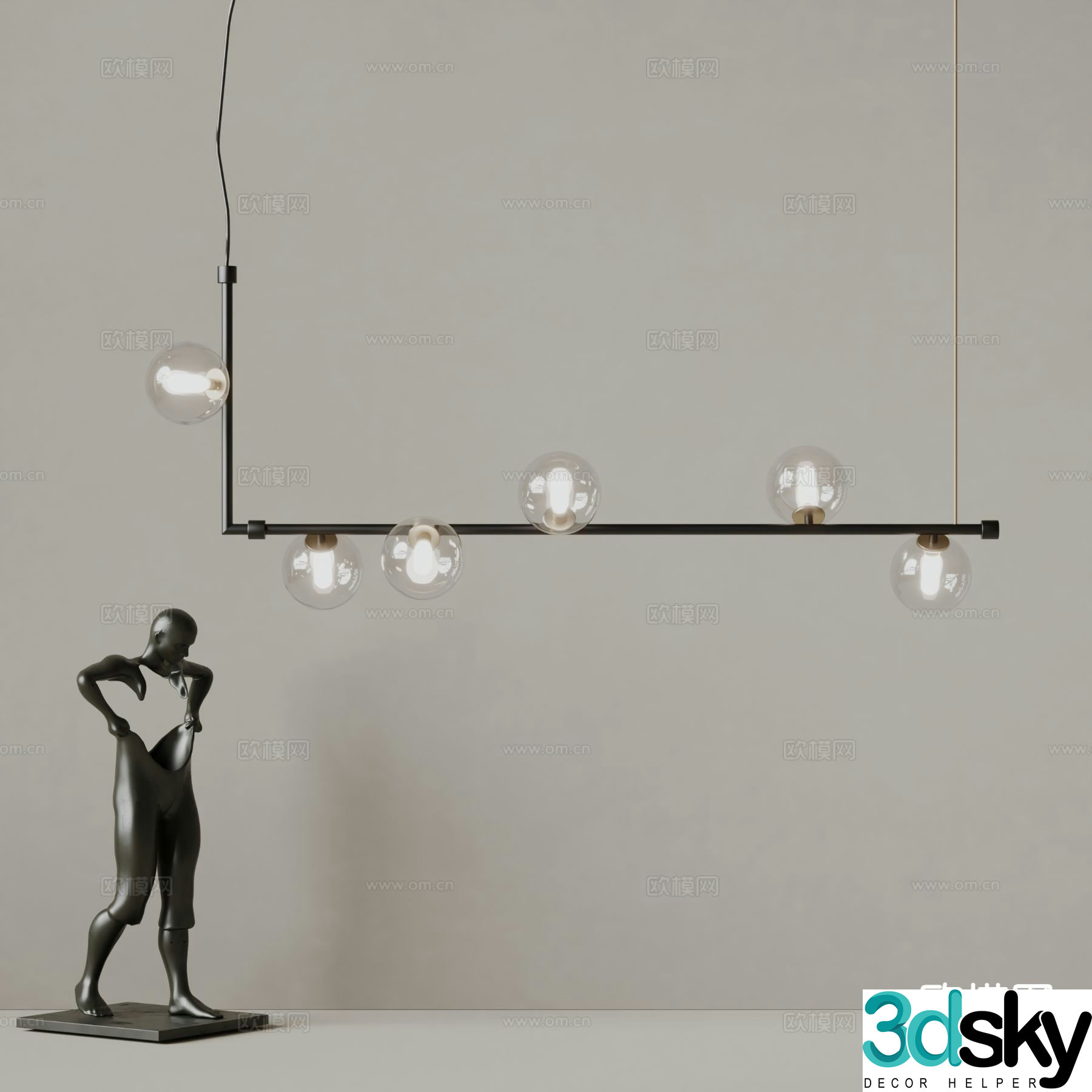 kvadro creative chandelier art chandelier 3d model
