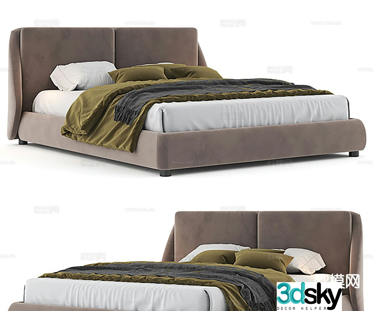 Modern double bed 3d model