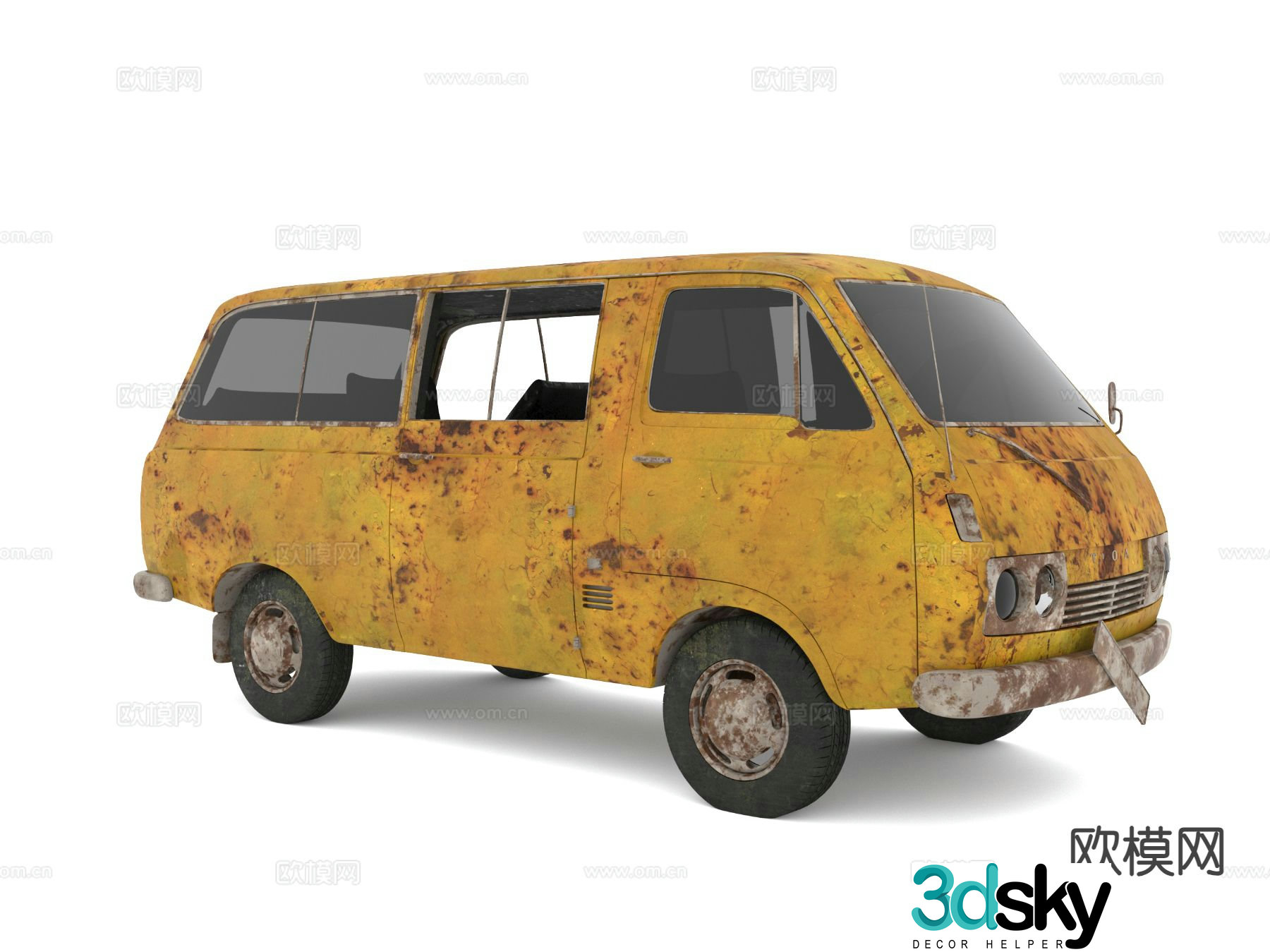 Van car dilapidated van 3d model