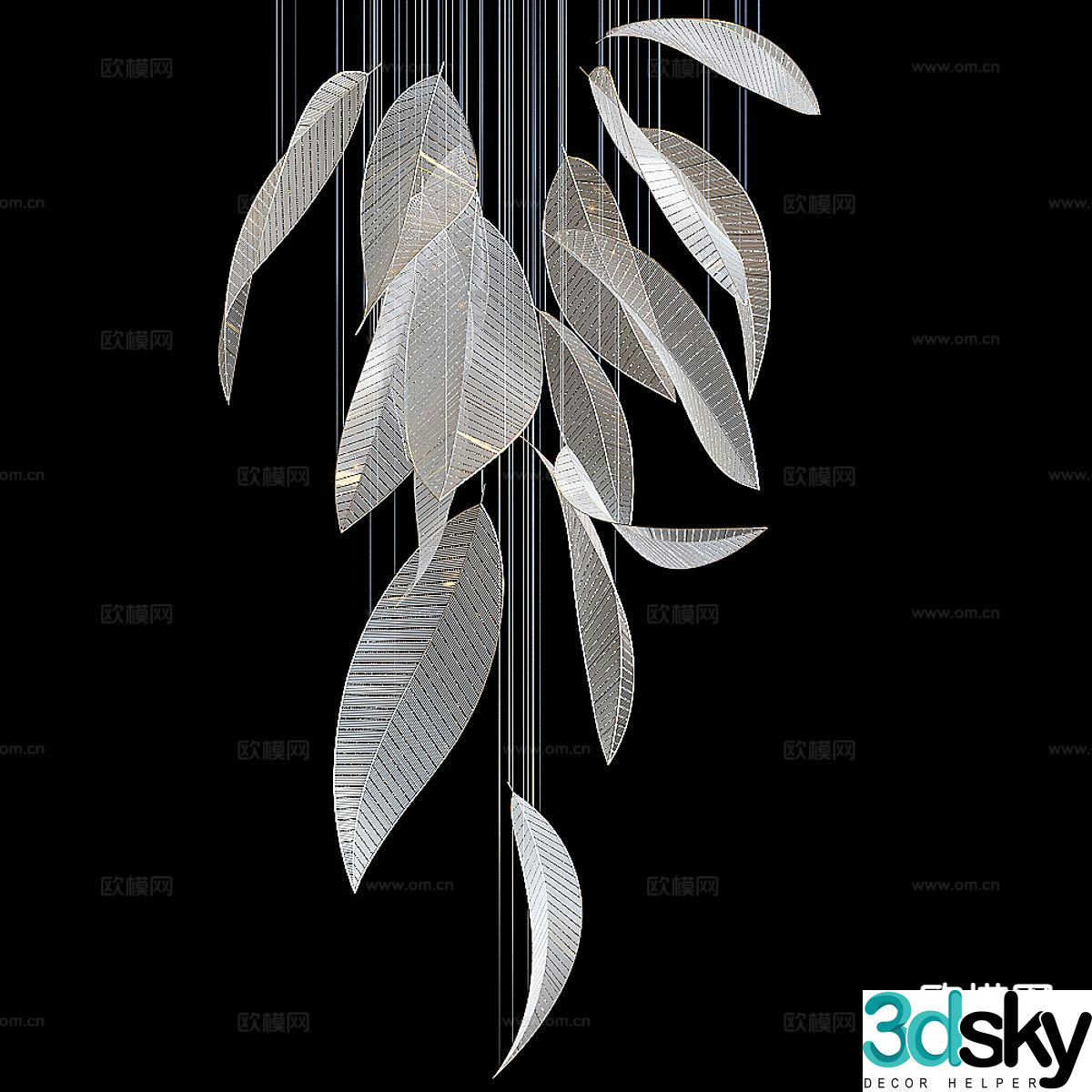 Modern leaf chandelier decorative lamp 3d model