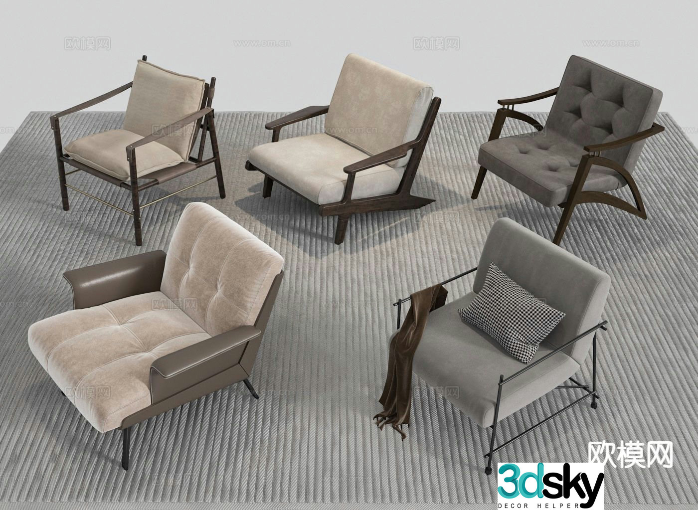 Wabi-sabi chair leisure chair 3d model