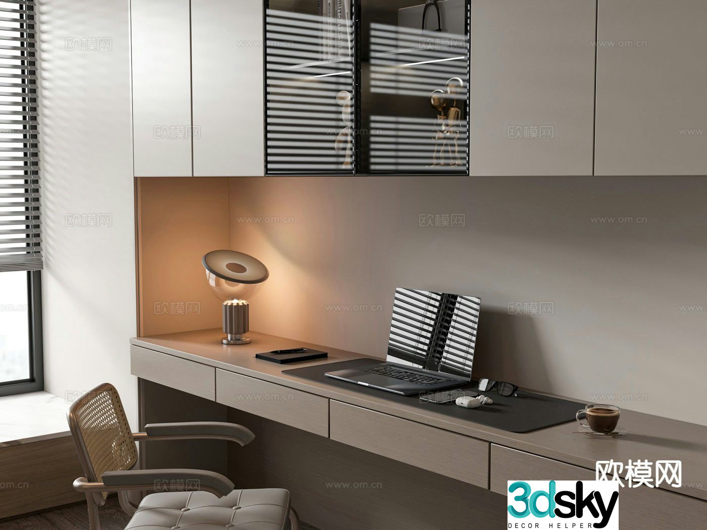 Modern desk writing desk computer desk 3d model