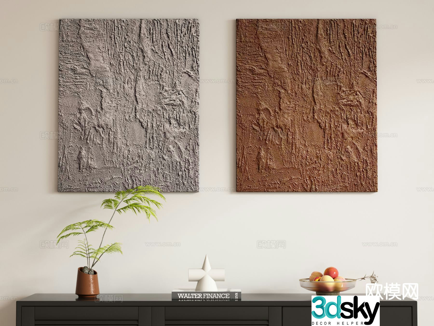 Medieval style hanging painting decorative painting 3d model