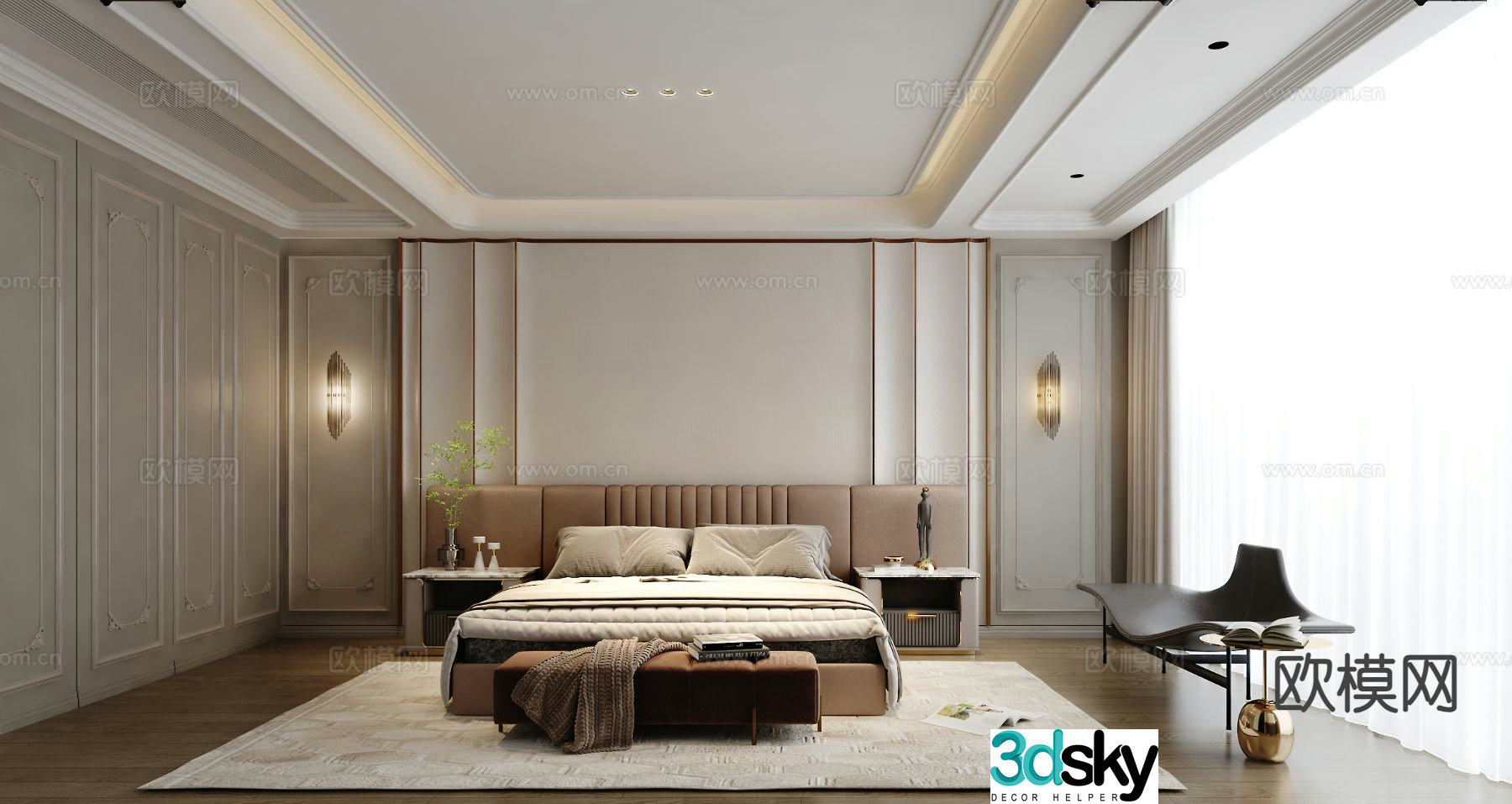 Modern master bedroom bedroom 3d model