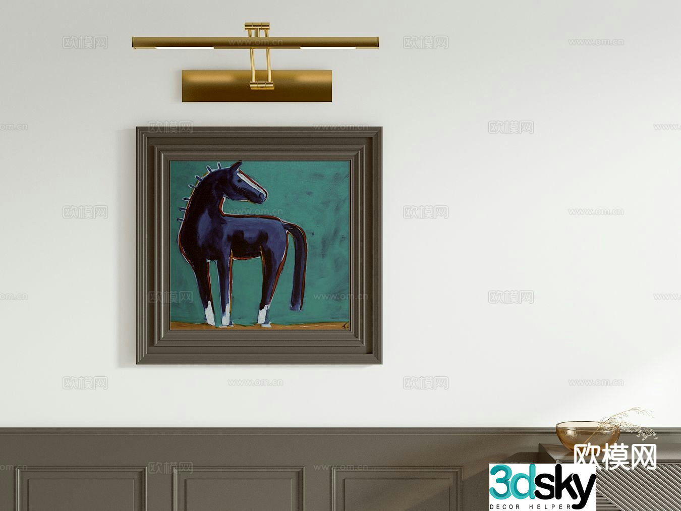 American decorative painting oil painting horse hanging painting 3d model