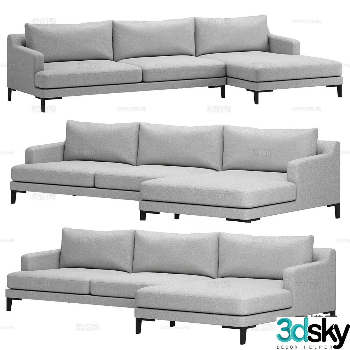 Modern corner sofa multi-person sofa 3d model
