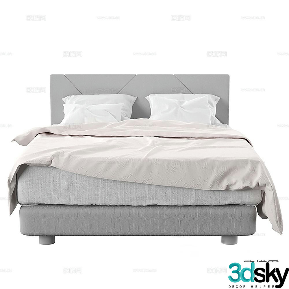 Modern double bed 3d model