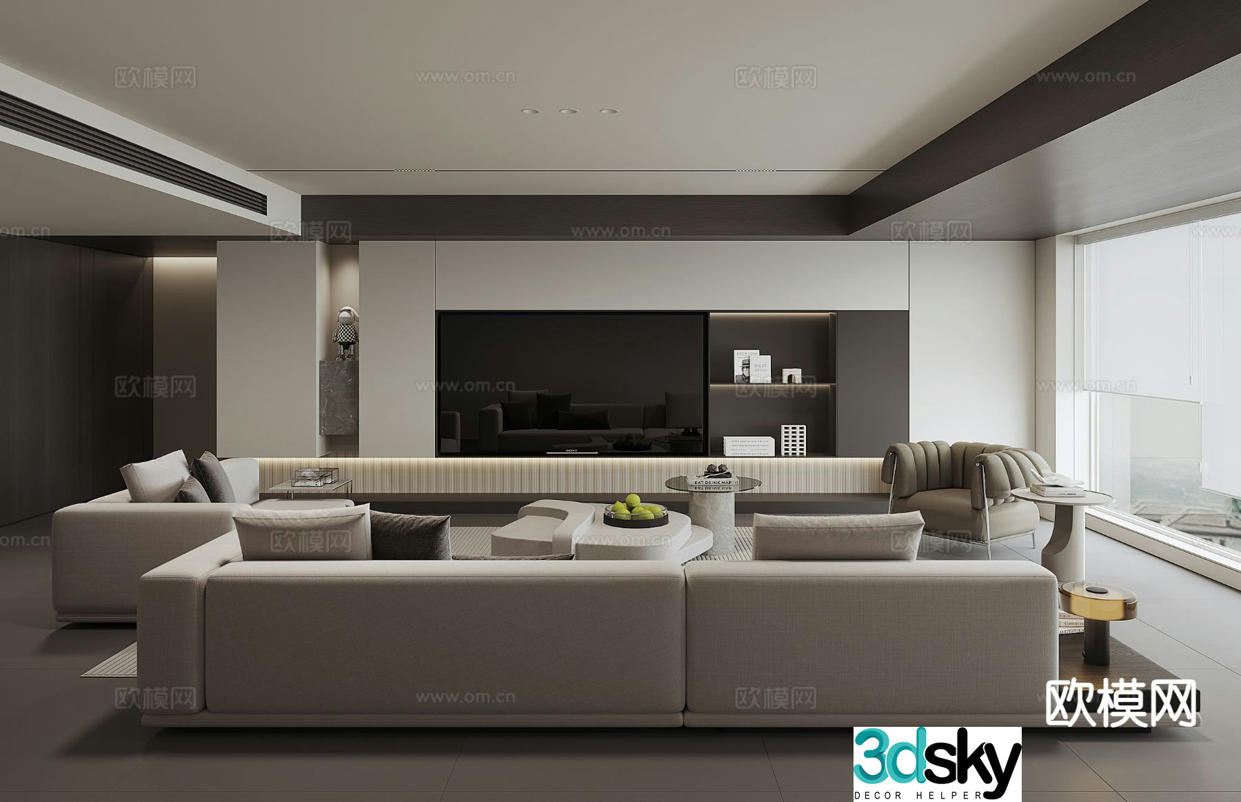Modern minimalist living room 3d model