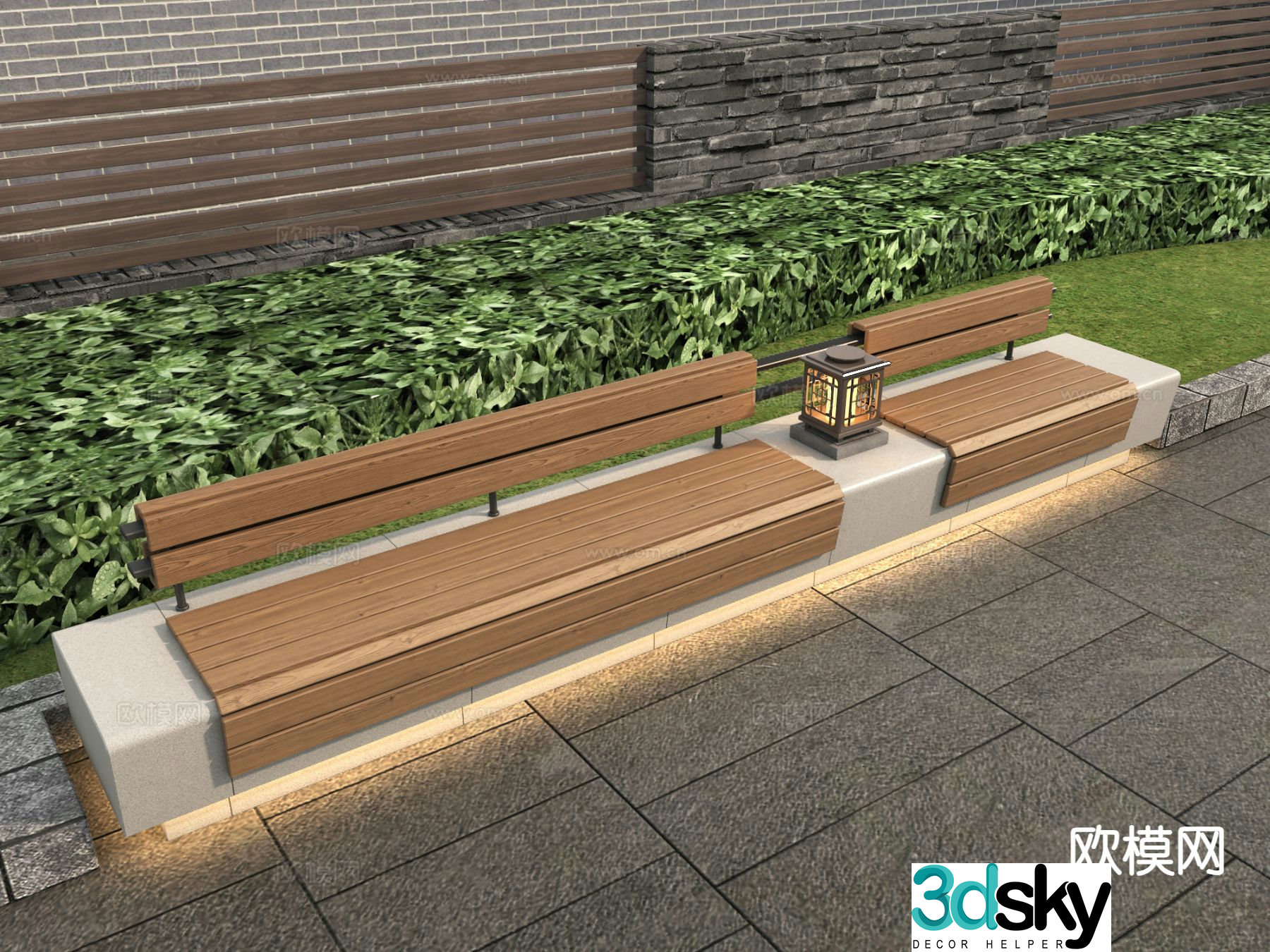 Modern landscape seat outdoor chair street rest bench 3d model