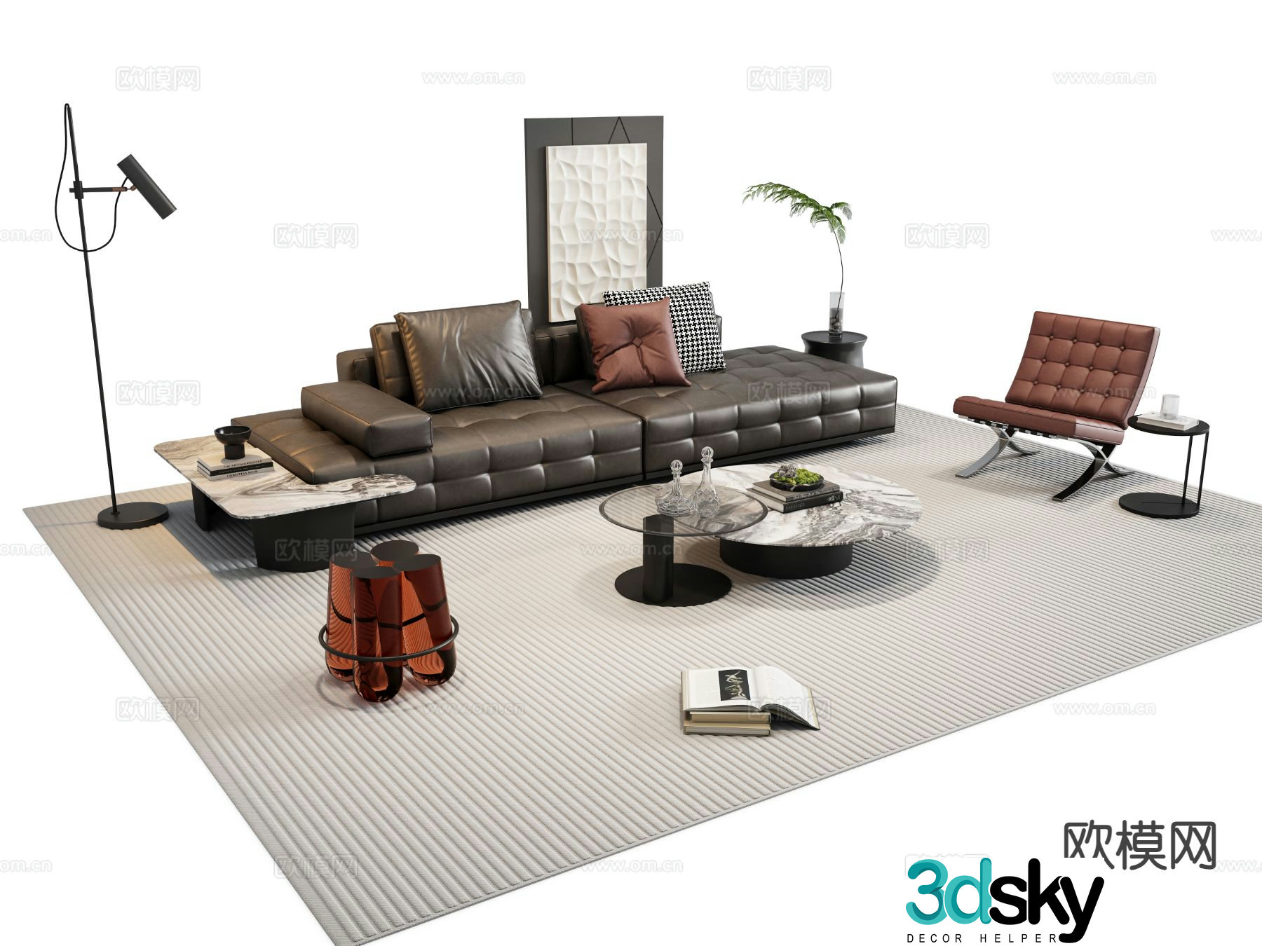 Italian sectional sofa 3d model