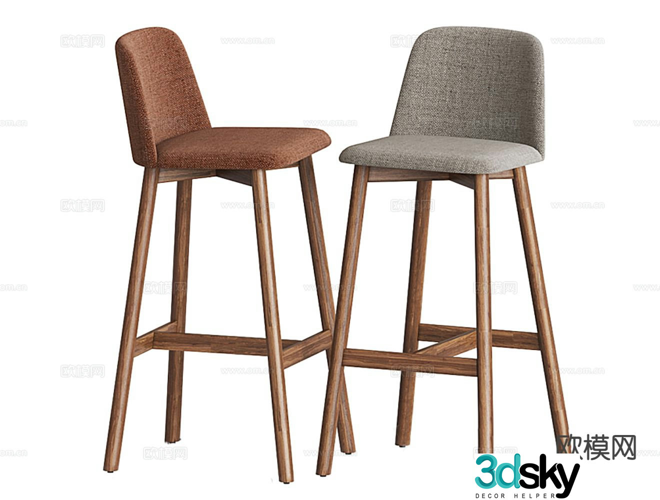 Nordic bar stool bar stool high stool 3d model