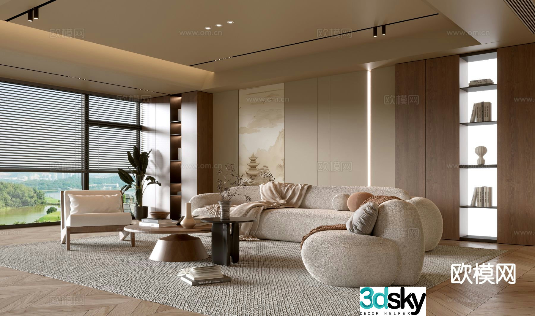 Wabi-sabi living room 3d model