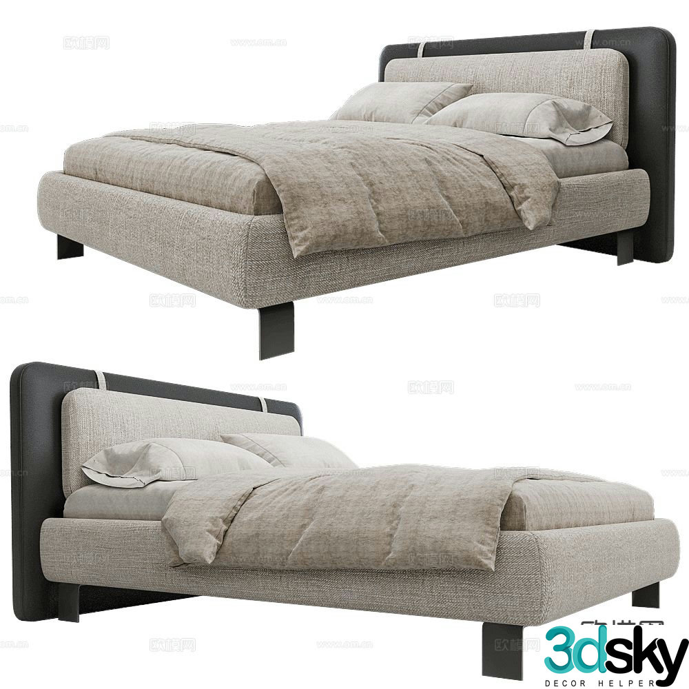 Partisan double bed 3d model